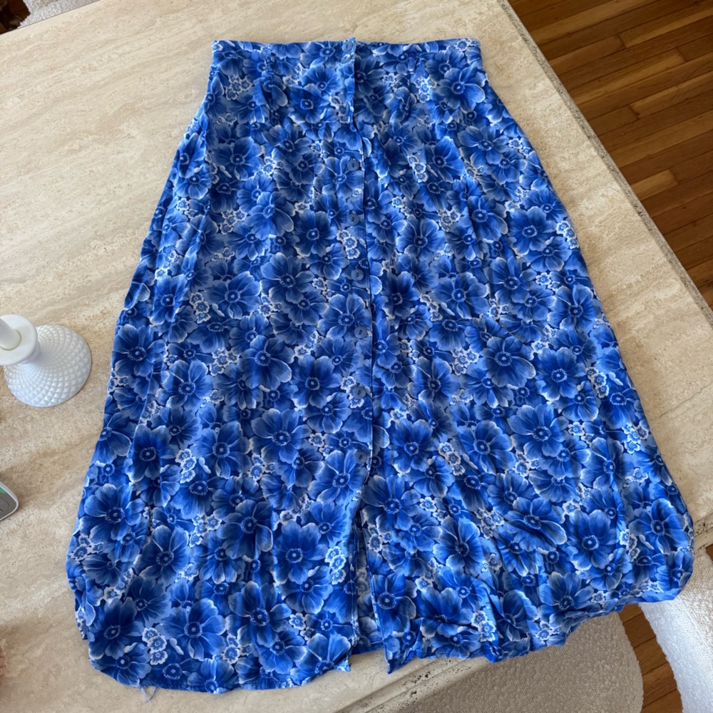 Sag Harbor Blue Floral Midi Skirt